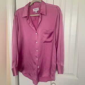 Dusty Pink Satin Button-Up Oversized Shirt